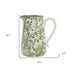 9" Green And White Leaf Ceramic Round Jug Vase