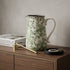 9" Green And White Leaf Ceramic Round Jug Vase