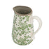 9" Green And White Leaf Ceramic Round Jug Vase