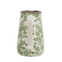 9" Green And White Leaf Ceramic Round Jug Vase