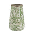 9" Green And White Leaf Ceramic Round Jug Vase