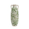 14" Green And White Leaf Ceramic Amphora Table Vase
