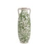 14" Green And White Leaf Ceramic Amphora Table Vase