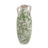 14" Green And White Leaf Ceramic Amphora Table Vase
