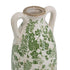 14" Green And White Leaf Ceramic Amphora Table Vase