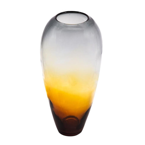 19" Clear And Brown Ombre Glass Table Vase