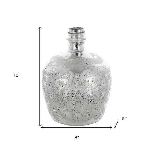 10" Silver Speckle Glass Table Vase