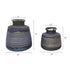 Set of Two Black And Gray Abstract Glass Round Table Vases