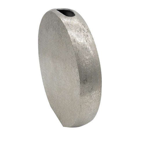15" Silver Aluminum Round Disc Table Vase
