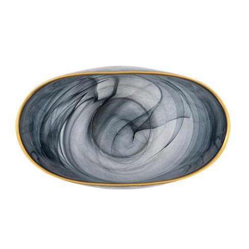 9" Charcoal Abstract Swirl Art Glass Table Vase