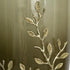 15" Dark Olive Green And Gold Branch Patterned Glass And Aluminum Table Vase
