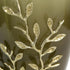 15" Dark Olive Green And Gold Branch Patterned Glass And Aluminum Table Vase