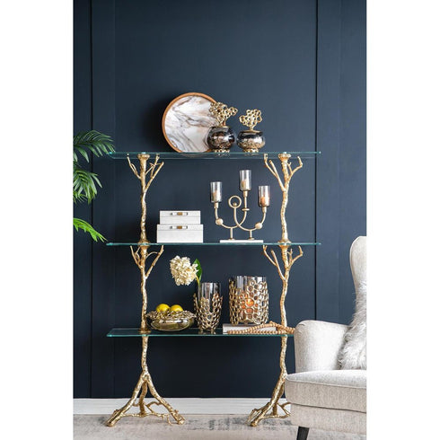 11" Black And Gold Glass And Aluminum Geo Circles Table Vase