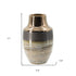 11" Brown and Bronze Striped Round Ceramic Table Vase With Does Not Apply