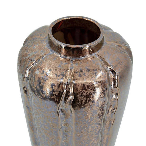 Set of Three Bronze And Silver Ceramic Urn Ginger Jars
