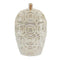 16" Cream Geometric Ceramic Bud Table Vase