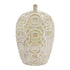 20" Cream Geometric Ceramic Bud Table Vase