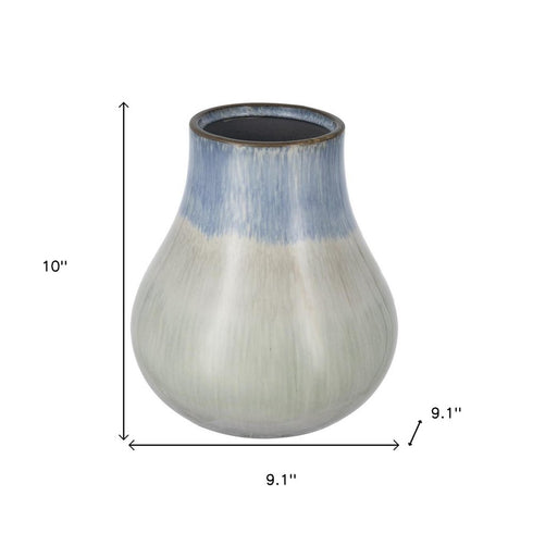 10" Blue And Gray Ombre Ceramic Round Table Vase