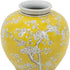 9" Yellow And White Chinoiserie Floral Porcelain Table Vase