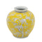 9" Yellow And White Chinoiserie Floral Porcelain Table Vase