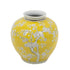 9" Yellow And White Chinoiserie Floral Porcelain Table Vase