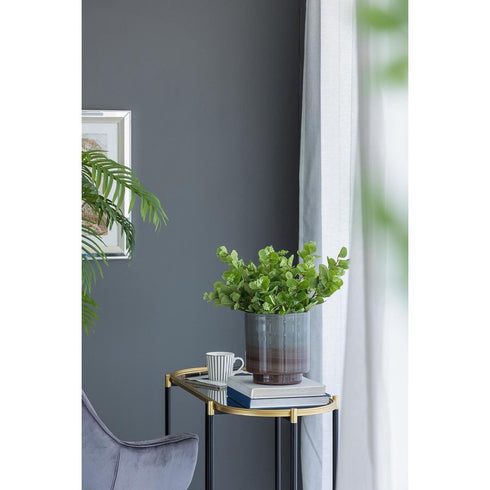 9" Gray And Brown Ombre Glass Round Table Vase