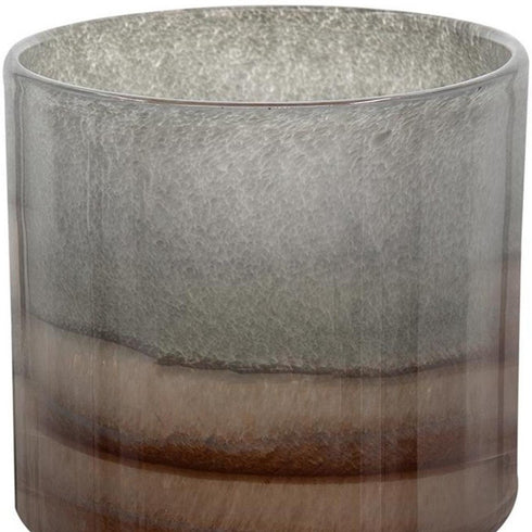 9" Gray And Brown Ombre Glass Round Table Vase