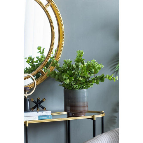 9" Gray And Brown Ombre Glass Round Table Vase
