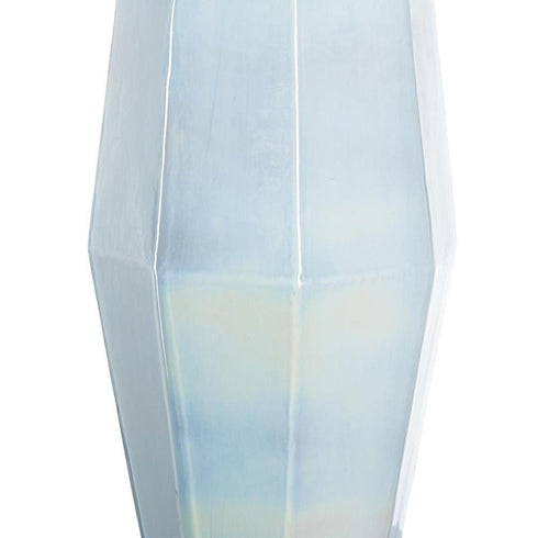 20" Blue And Opal Glass Cylinder Table Vase