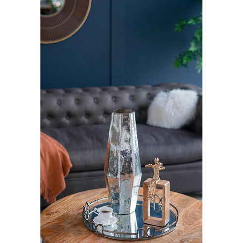 20" Antiqued Silver Glass Cylinder Table Vase