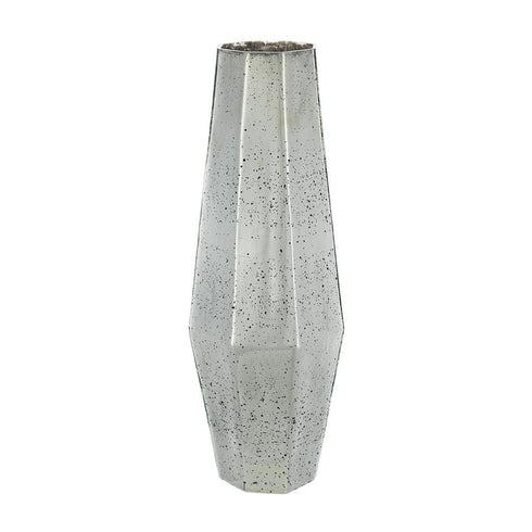 20" Antiqued Silver Glass Cylinder Table Vase