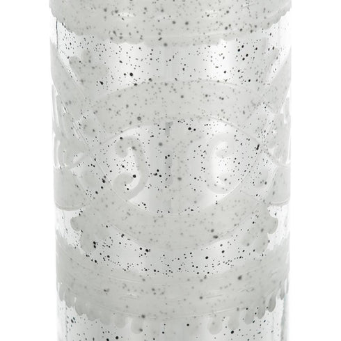 25" Antiqued Silver Floral Glass Bottle Table Vase