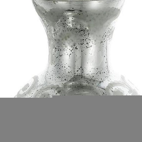 18" Antiqued Silver Floral Glass Table Vase