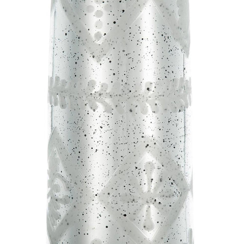 30" Antiqued Silver Floral Glass Bottle Table Vase