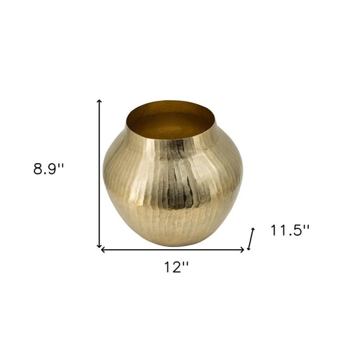 9" Gold Hammered Aluminum Round Table Vase