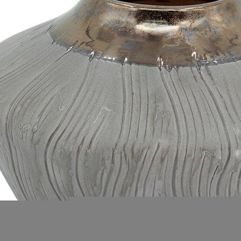 7" Bronze And Gray Ceramic Round Table Vase