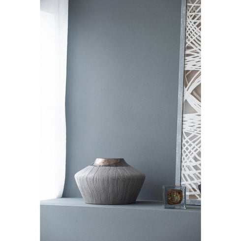 7" Bronze And Gray Ceramic Round Table Vase