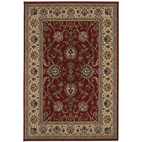 8' X 11' Red And Ivory Oriental Area Rug