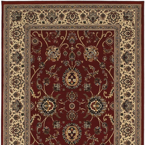 8' X 11' Red And Ivory Oriental Area Rug