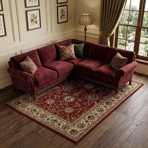 8' X 11' Red And Ivory Oriental Area Rug