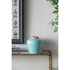 9" Natural And Teal Blue Ceramic Round Table Vase