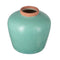 9" Natural And Teal Blue Ceramic Round Table Vase