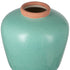 9" Natural And Teal Blue Ceramic Round Table Vase