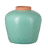 9" Natural And Teal Blue Ceramic Round Table Vase