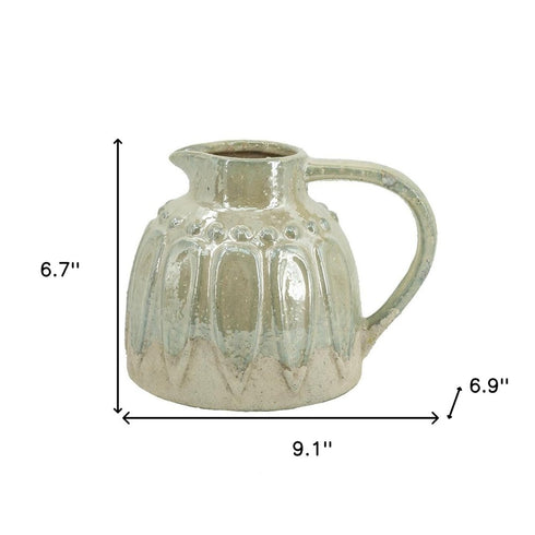 7" Gray Ceramic Round Jug Vase