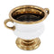 7" White And Gold Ceramic Amphora Urn