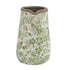 7" Green And White Leaf Ceramic Round Jug Vase