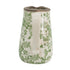 7" Green And White Leaf Ceramic Round Jug Vase