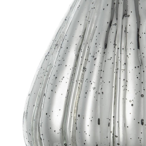 10" Antiqued Silver Glass Round Table Vase