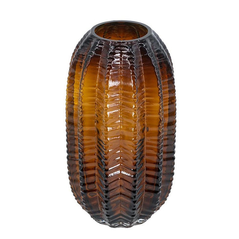 11" Burnt Umber Glass Textured Round Table Vase